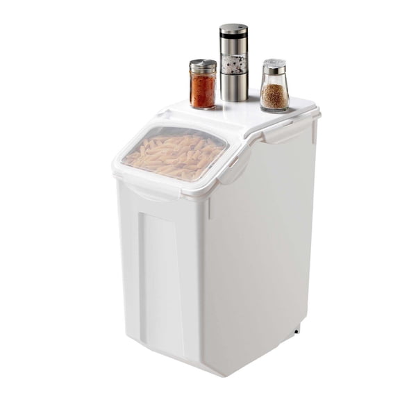 4.5Gal Airtight Food Storage Container - Large Capacity Flour & Rice Keeper, Kitchen Pantry Organization, Pet Food Container with Wheels