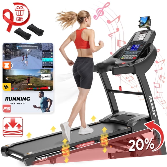 4.5HP Folding Treadmill for Home with 20% Auto Incline,Treadmill 400 LB Capacity Bluetooth App Control, Shock Absorption Running Belt, 0.612 MPH,71 Workout Programs