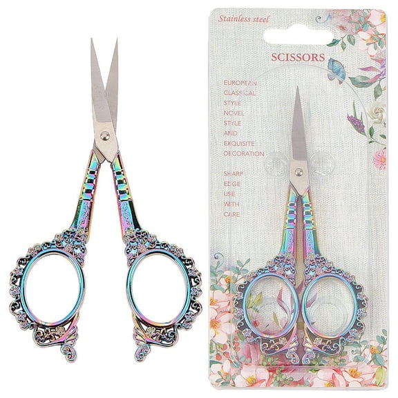 4.5Inch Vintage European Style Plum Blossom Scissor Sewing Scissors for Fabric Paper Cutting Craft Threading Household Daily Use Stitch Multi-Color DIY