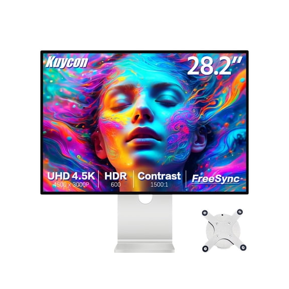4.5K Professional IPS Monitor kuycon P20 28.2 Inch 60Hz Aluminum Alloy High Color Accuracy Type-C For Mac Video Editing Creative Design Office Work