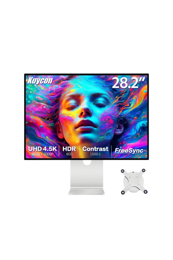4.5K Professional IPS Monitor kuycon P20 28.2 Inch 60Hz Aluminum Alloy High Color Accuracy Type-C For Mac Video Editing Creative Design Office Work