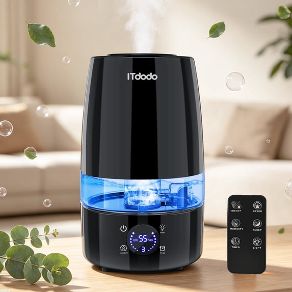 ITdodo Humidifier for Room, 4.5L Top Fill for Home, 40H Runtime, Quiet, Auto Humidity Control, Cool Mist Air Humidifier for Bedroom, Plants, Essential Oil Diffuser, Easy Clean