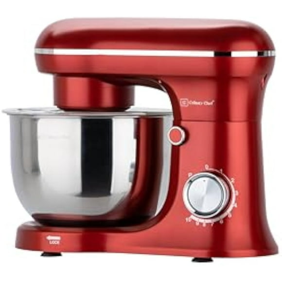 4.5L Retro Stand Mixer (Red) - Powerful Motor & Easy-Clean Design for Baking, Includes Dough Hook, 5 Speeds