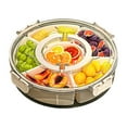 thumbnail image 1 of 4.5L Sealed Rotating Vegetable And Fruit Tray Rotating Veggie Tray With Lid And Handle Portable Clear Snackle 360 Rotatable Divided Serving Snack Candy Food Storage Home Decor, 1 of 7