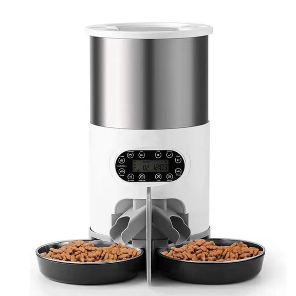 4.5L Stainless Steel Smart Pet Feeder with WiFi Control, Multi-Function, Double Bowls for Dogs & Cats