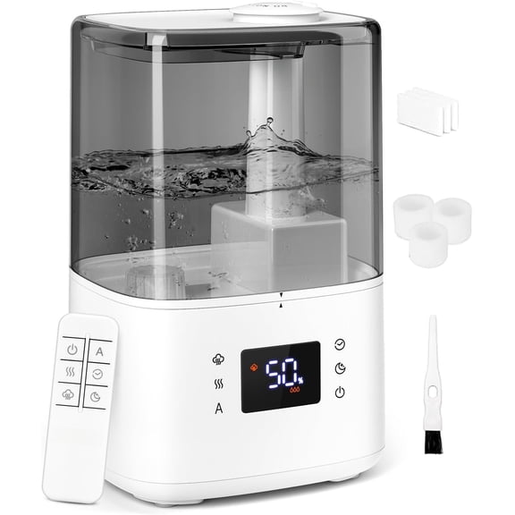 4.5L Warm and Cool Mist Humidifier for Bedroom Large Room, Top Fill Essential Oil Diffuser with Remote, Auto Shut-Off Quiet Sleep Mode, Humidistat, Timer, , 45H Runtime