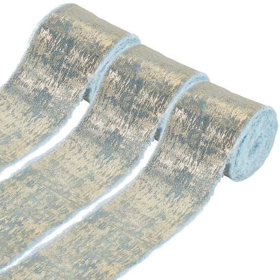 4.5M Single Face Hot Stamping Polyester Frayed Ribbon Raw Edged Ribbon Clothes Accessories Light Sky Blue 1-3/4 inch(44mm) about 4.92 Yards(4.5m)/Roll