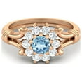 thumbnail image 1 of 4.5MM Round Blue Topaz 925 Silver Rose Plated Cluster Women Valentines Day Gifts Ring, 1 of 4