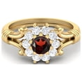 thumbnail image 1 of 4.5MM Round Garnet 925 Silver Yellow Plated Cluster Women Valentines Day Gifts Ring, 1 of 4