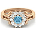 thumbnail image 1 of 4.5MM Round Swiss Blue Topaz 925 Silver Rose Plated Cluster Women Valentines Day Gifts Ring, 1 of 4