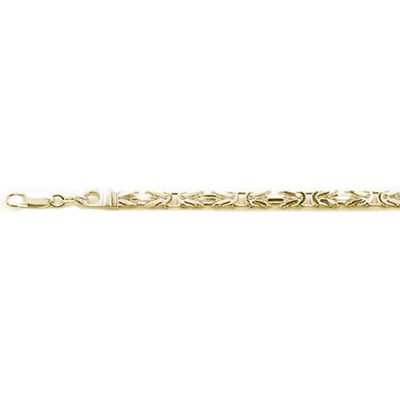 4.5MM Yellow Gold Plated Square Byzantine .925 Sterling Silver Chain 9 inches