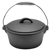 4.5QT Cast Iron Dutch Oven with Dome Lid & Bail Handle   Pre-Seasoned Campfire Pot for Outdoor Cooking, Baking, Braising & Stews   Heavy-Duty, Even-Heat Casserole Pot for Camping & Home Use