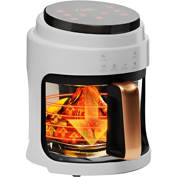 4.5QT Glass Air Fryers 6-in-1 Family Sized Viewing Glass Pot with Odor Erase Technology Roasts Broils Dehydrates Bakes & Reheats 100+ In-App Recipes 97% Less Oil White