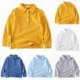 thumbnail image 1 of 4-5T Little Kids Boys Long Sleeve Classic Oxford Dress Shirts Kids Casual Button Collared Shirt for 12 18 24 Months 2T 3T 4T 5T 6T 7T Toddler Kids Fall Winter Clothes Tops, 1 of 6