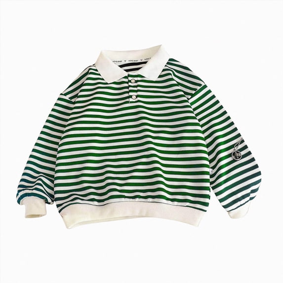 4-5T Little Kids Boys Long Sleeve Striped Shirt Casual Top Classical Lapel Base Shirt Fall Winter Clothes Fall Outfits for 9M-9T Infant Baby to Kid