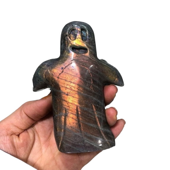 4.5cm Natural Labradorite Ghost Shaped Carved Reiki Healing Stone Halloween Decorations