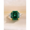 thumbnail image 1 of 4.5ct Women's Two-Tone Emerald Engagement Ring,Asscher Cut Green Teal Sapphire Three Stone Promise Ring in 925 Sterling Silver, 1 of 1