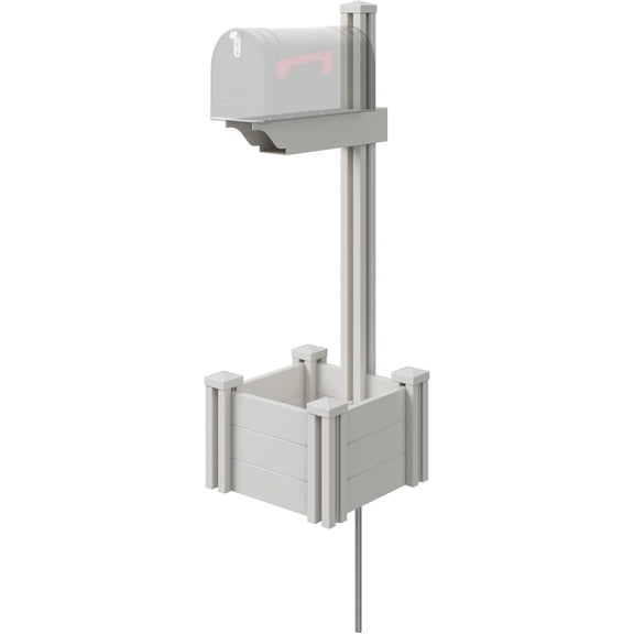 4.5ft H (1 Post w/Planter) No Dig Zippity Majestic Mailbox Post with Planter Box, White Vinyl Support for Outdoor Mail, Decorative Column w/Flower Box, Architectural Mount for Letter Box, ZP19027