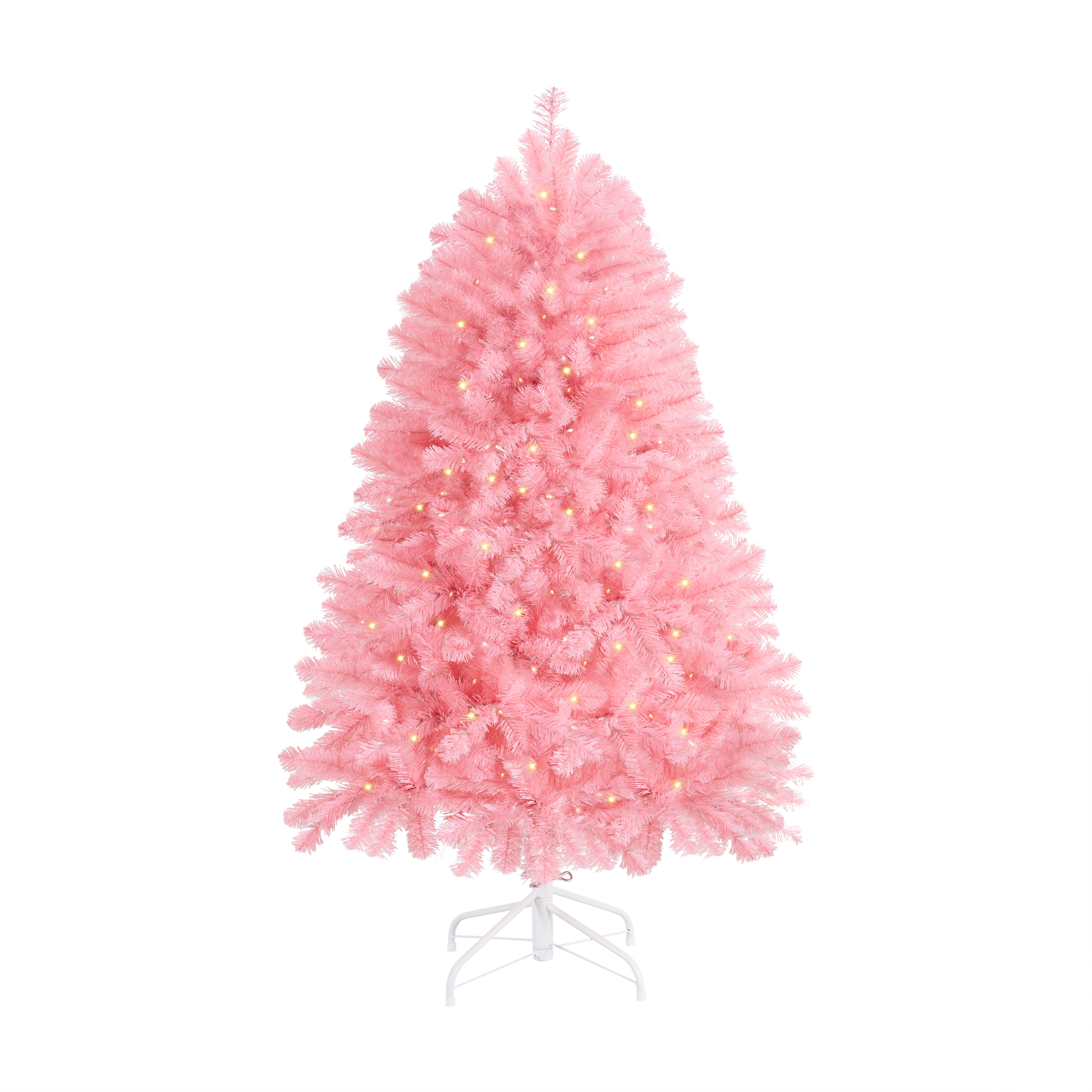 Homestock 4.5ft Artificial Pink Christmas Tree Prelit with 436 Branch