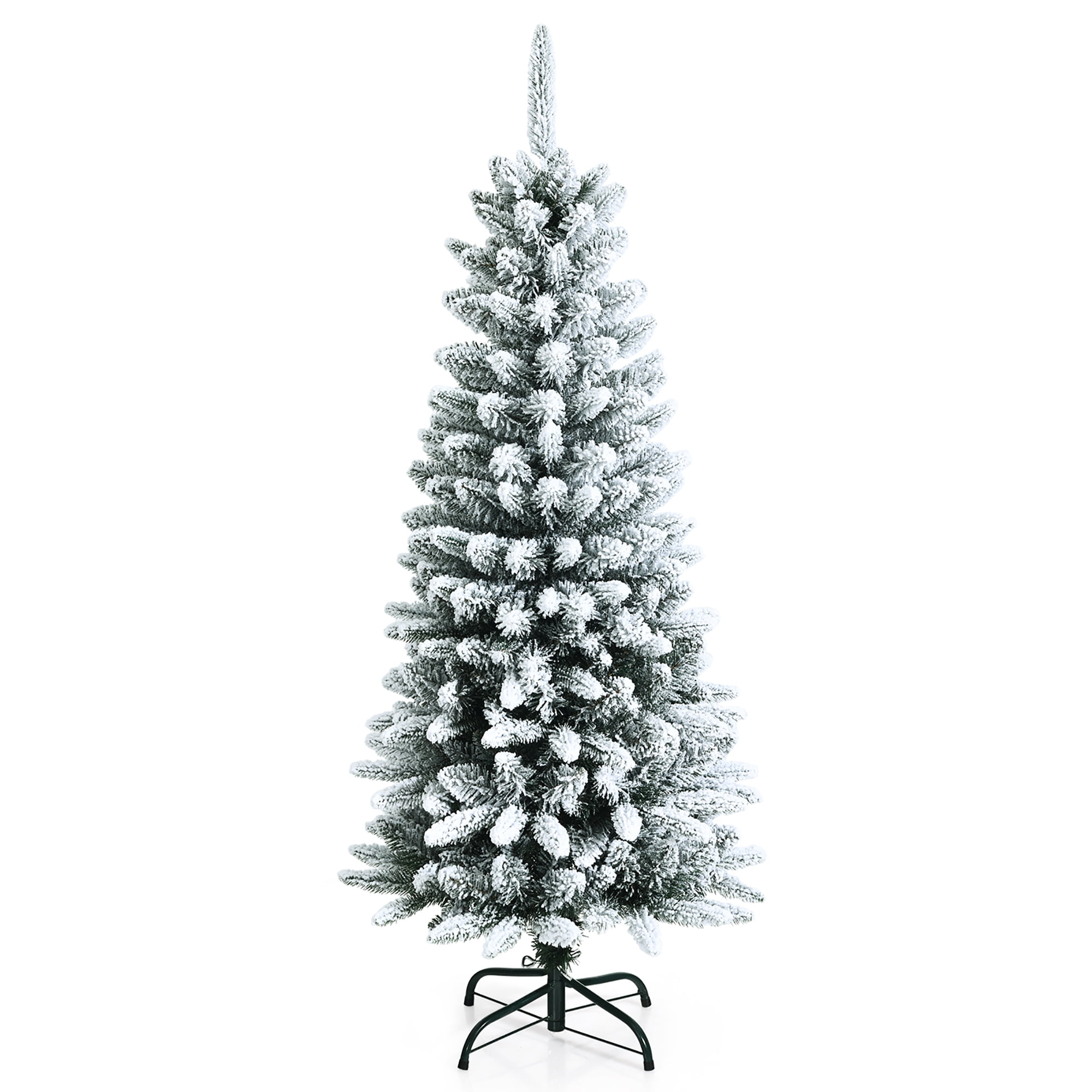 Snow-Flocked 4.5 Ft White PVC and PE Christmas Pencil Tree