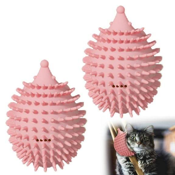 4.5in Cat Grooming Brush Wall Mount, Cat Self Groomer Cat Corner Face Scratcher, Wall Corner Massage Comb for Cat and Dog (Pink)