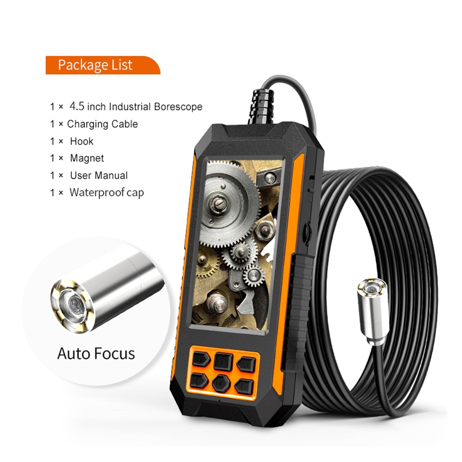 4.5in IPS Screen Digital Endoscope 1080P HD Single& Dual Industrial Borescope Waterproof Pipe Inspection Camera For Car Sewer ,Various Applicable