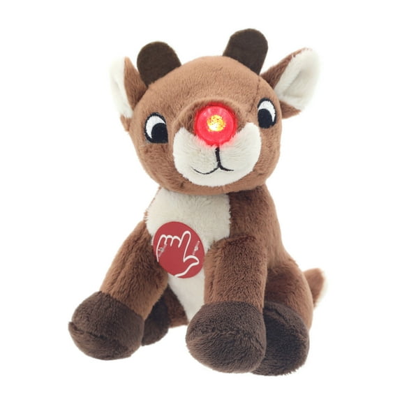 4.5in Musical Rudolph with Red Light up Nose Plush Toy