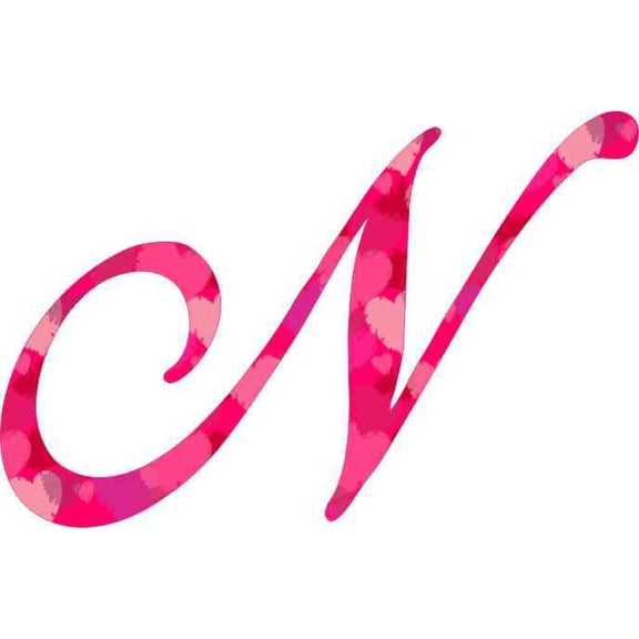 4.5in x 3in Hearted Cursive N Monogram Sticker Fancy Vinyl Vehicle Stickers