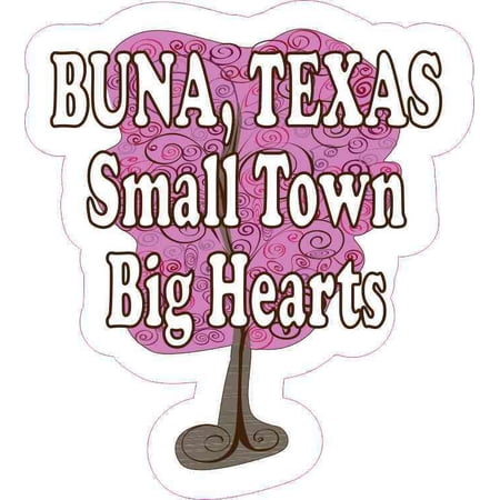4.5in x 5in Small Town Big Hearts Buna Sticker