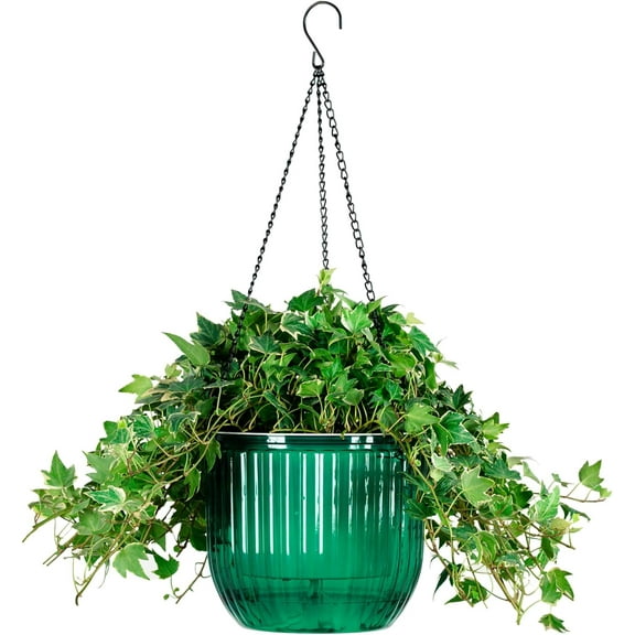 4.5inch 1 Pack Self Watering Hanging Planter, Indoor Outdoor Hanging Drainage Holes Planters Flower Pot Basket, Visible Water Level, Plant Hanger Home Garden Decor
