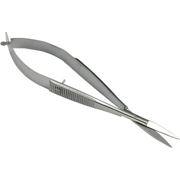 4.5inch Straight Stainless Steel Squeeze Scissors - Facial Hair Scissors, Eyebrow Trimmer, Grooming Scissors for Shaping, Ear, Nose, Nostril and Mustache Trimming (MC-45SIS)