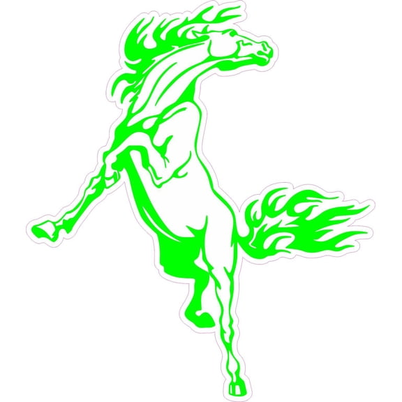 4.5inx5in Green Rearing Horse Bumper Sticker Car Vinyl Truck Window Decal