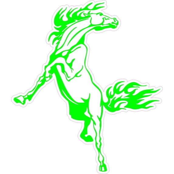 4.5inx5in Green Rearing Horse Bumper Sticker Car Vinyl Truck Window Decal