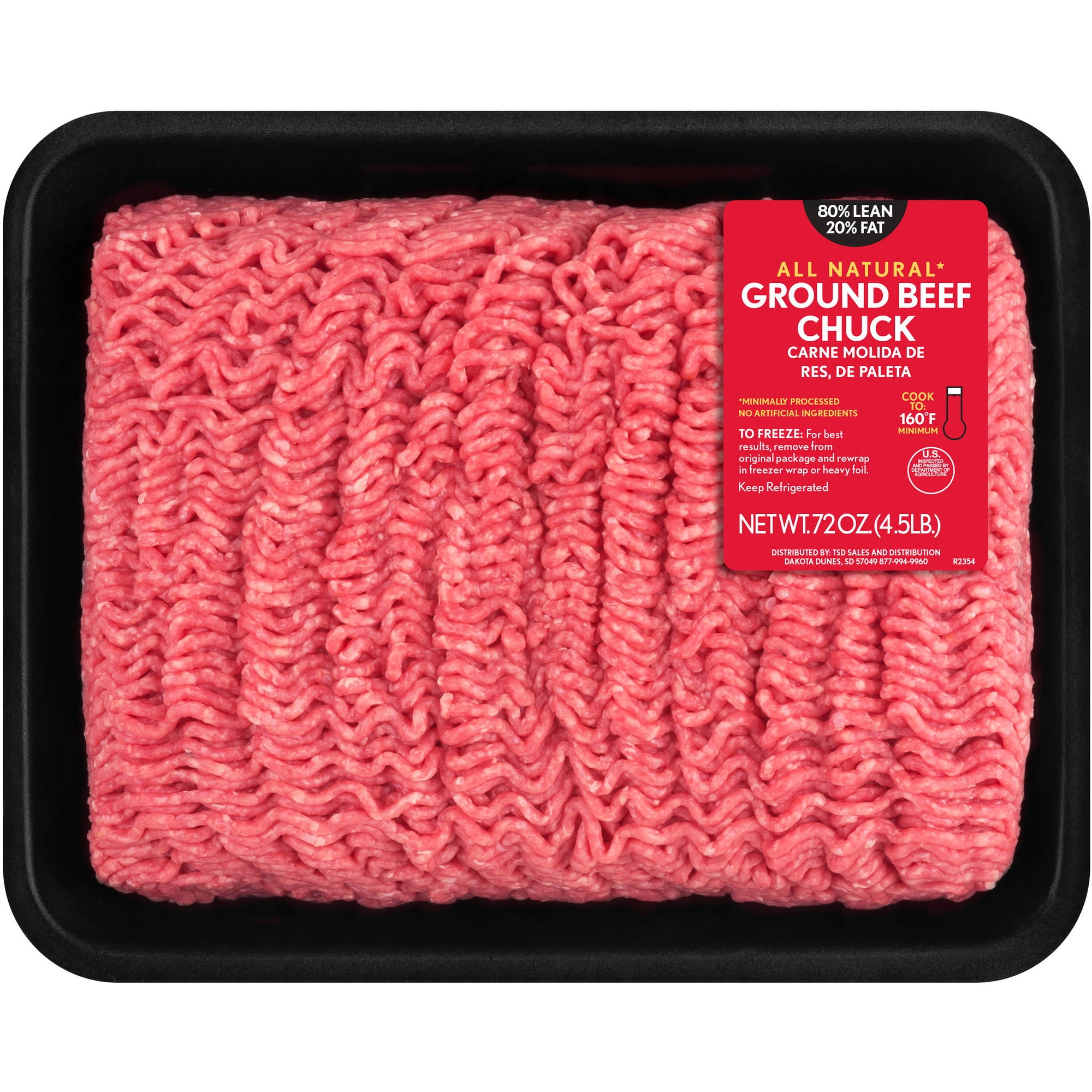 4.5lb 80/20 Ground Beef Chuck Tray