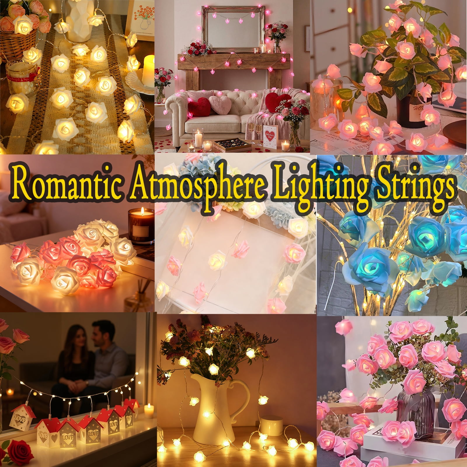 Curated visual reference: Visual Reference: 4 5M Led Rose Flower String Lights Warm White Floral