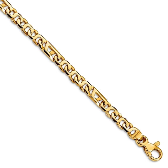 4.5mm 14k Yellow Gold Solid Polished Fancy Lobster Closure Fancy Link Chain Bracelet 8 Inch Link Bracelet for Women and