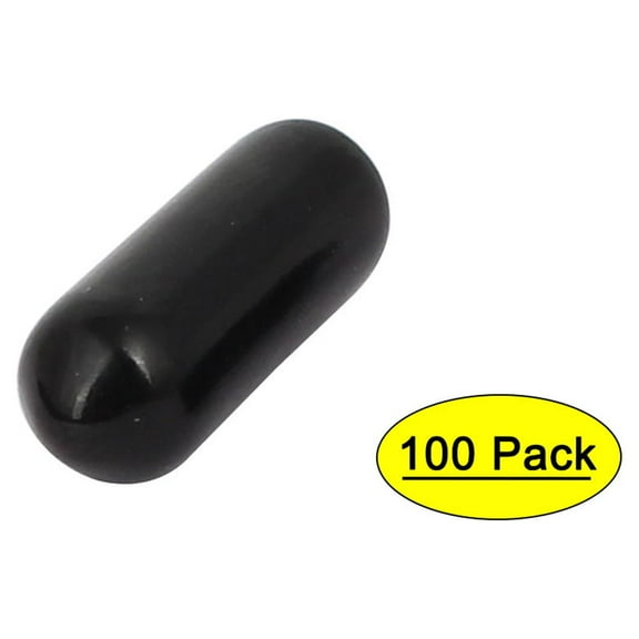 4.5mm Inner Dia Rubber Hose End Cap Screw Thread Protector Cover Black 100pcs