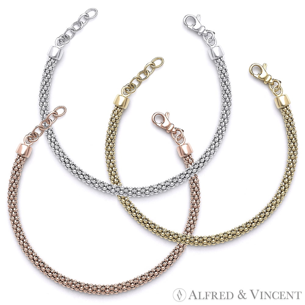 4.5mm Popcorn Link Chain Bracelet w/ Lobster-Claw Clasp in .925 ...