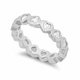 thumbnail image 1 of 4.5mm Rhodium Plated Sterling Silver Bezel Set Heart CZs Eternity Band, Size 9, 1 of 7