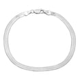 thumbnail image 1 of 4.5mm Solid .925 Sterling Silver Flat Herringbone Chain Bracelet, 7 inches, 1 of 7