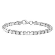 THE BLING FACTORY 4.5mm Solid .925 Sterling Silver Square Box Chain Bracelet, 8 inches