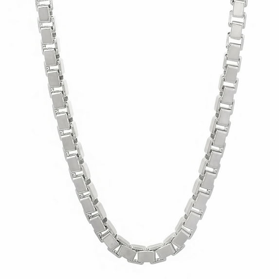 4.5mm Solid .925 Sterling Silver Square Box Choker Chain Necklace, 16 inches + Gift Box