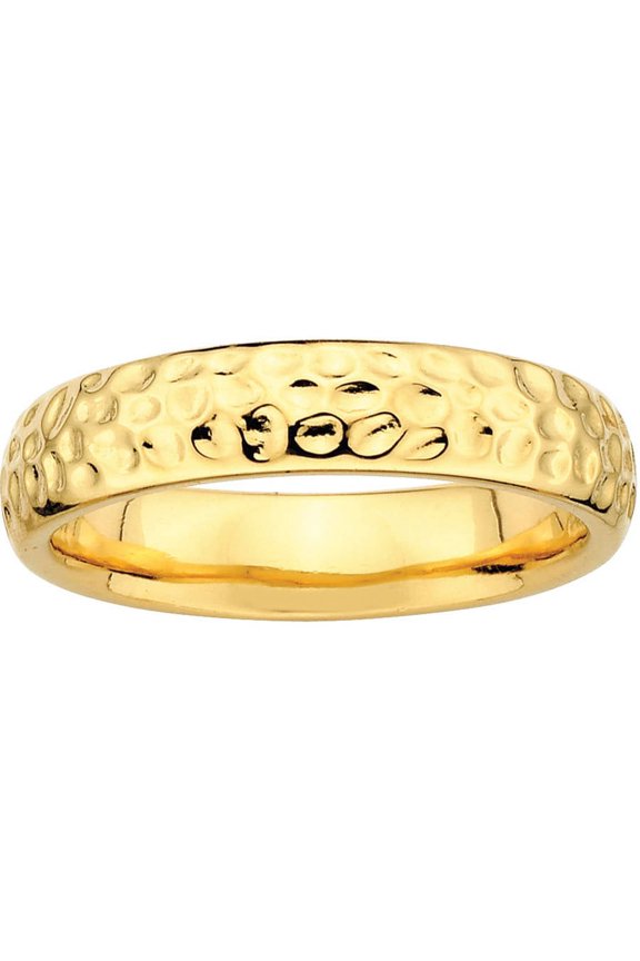 4.5mm Stackable 18K Yellow Gold Plated Silver Hammered Band