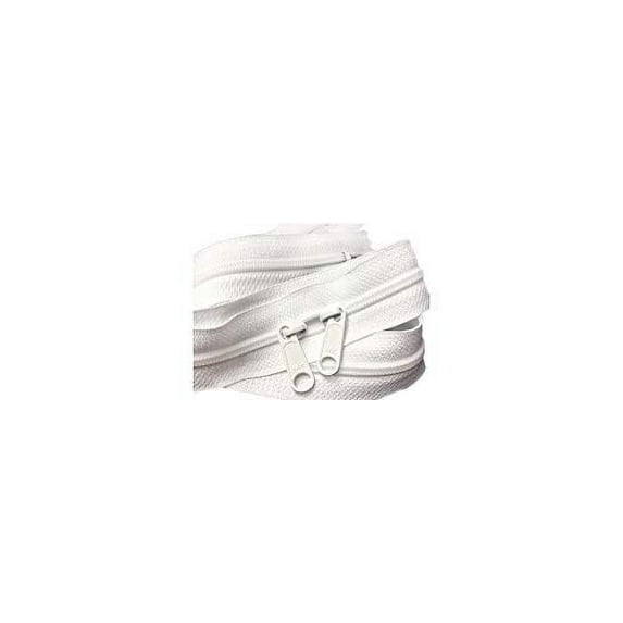 4.5mm YKK Zipper with Double Pull Purse or Handbag Zippers Head to Head Sliders Made in USA (30 Inches - 15 Zippers, White - 501)