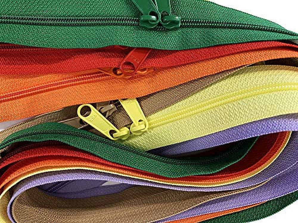 4.5mm YKK Zipper with Double Pull Purse or Handbag Zippers Head to Head  Sliders Made in USA (30 Inches - 5 Zippers, Assorted Colors)