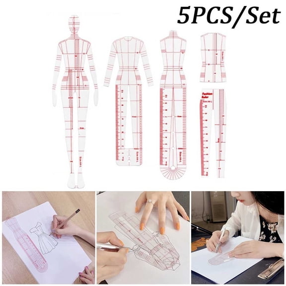 4/5pcs New Design Human Template Fashion Ruler Fashion Woman Body Model Ruler For Clothes Design Drawing