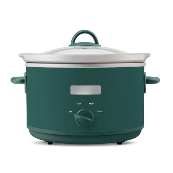 4.5qt Slow Cooker Ponderosa Green: Ceramic Stoneware, 3 Settings, Stay-Cool Handles, Dishwasher-Safe Parts