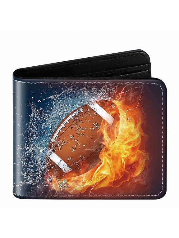 4.5x3.7in Boys Soccer Wallet for Teens, Cool Kids Wallet for Boys Ages 8-10 9-12 11-15, Funny Leather Bifold Rfid Blocking, Coin Pocket Id Window for Teen Men Youth Guys Birthday Christmas Gifts