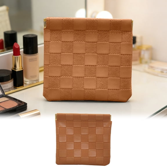 4.5x4.7 Inch Snap Closure Leather Organizer Pouch - Medium Portable Waterproof Women's Purse Organizer for Cosmetics, Glasses, Jewelry & Headphones