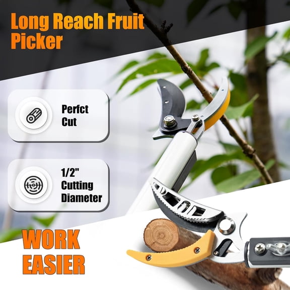 4.6-10 Ft Tree Trimmers Long Handle Pruner with Long Reach Pole Saw, Extendable Tree Pruner Cut and Hold Pruning Trimmer, Telescoping Fruit Picker Pole Tools for Branches Bypass Lopper
